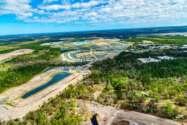 Suburban Housing Development Construction Aerial